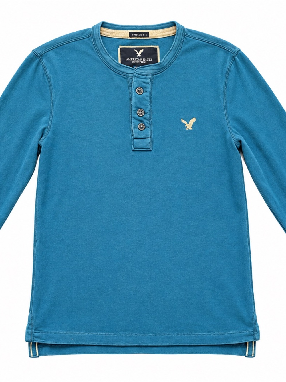 American Eagle Outfitters Vintage Fit Teal Henley Long Sleeve Men’s M